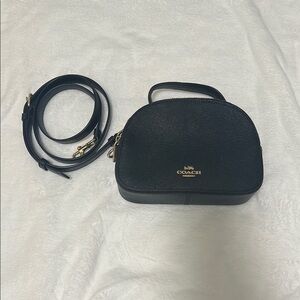 Coach Black Leather Crossbody Bag with Gold Hardware